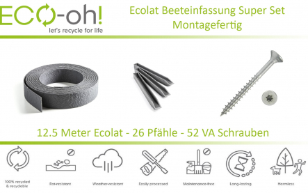 Ecolat Set Gray 12.5 meters Incl. stakes & VA screws